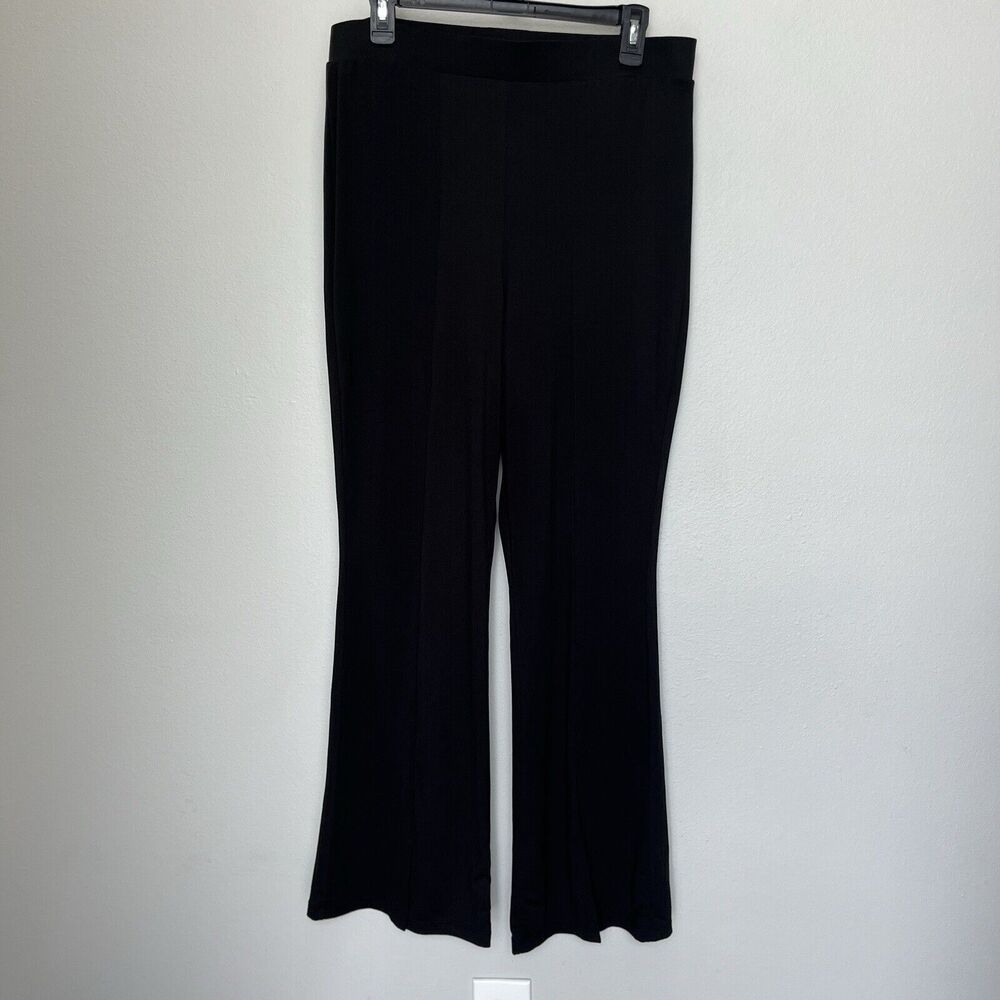 Jolie & Joy By FCT | Black Stretchy Pull On Pants Ankle Slits Flare Size 1X - Picture 2 of 7